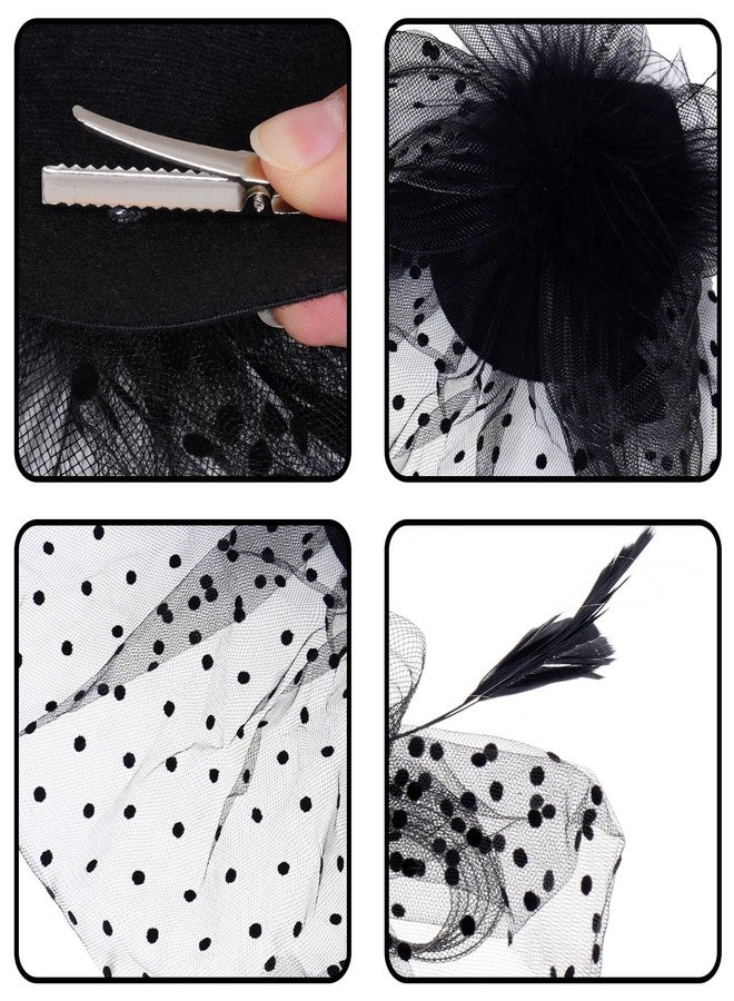 phnydreg 2 Pcs Fascinator Hat Set Headband Gloves for Women (US, Alpha, One Size, Black) - Image 4